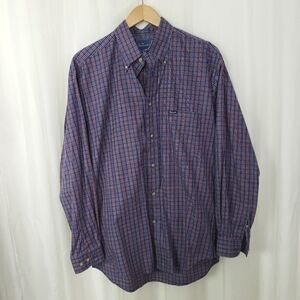 Falconnable 100% cotton button down shirt plaid blue red Size medium